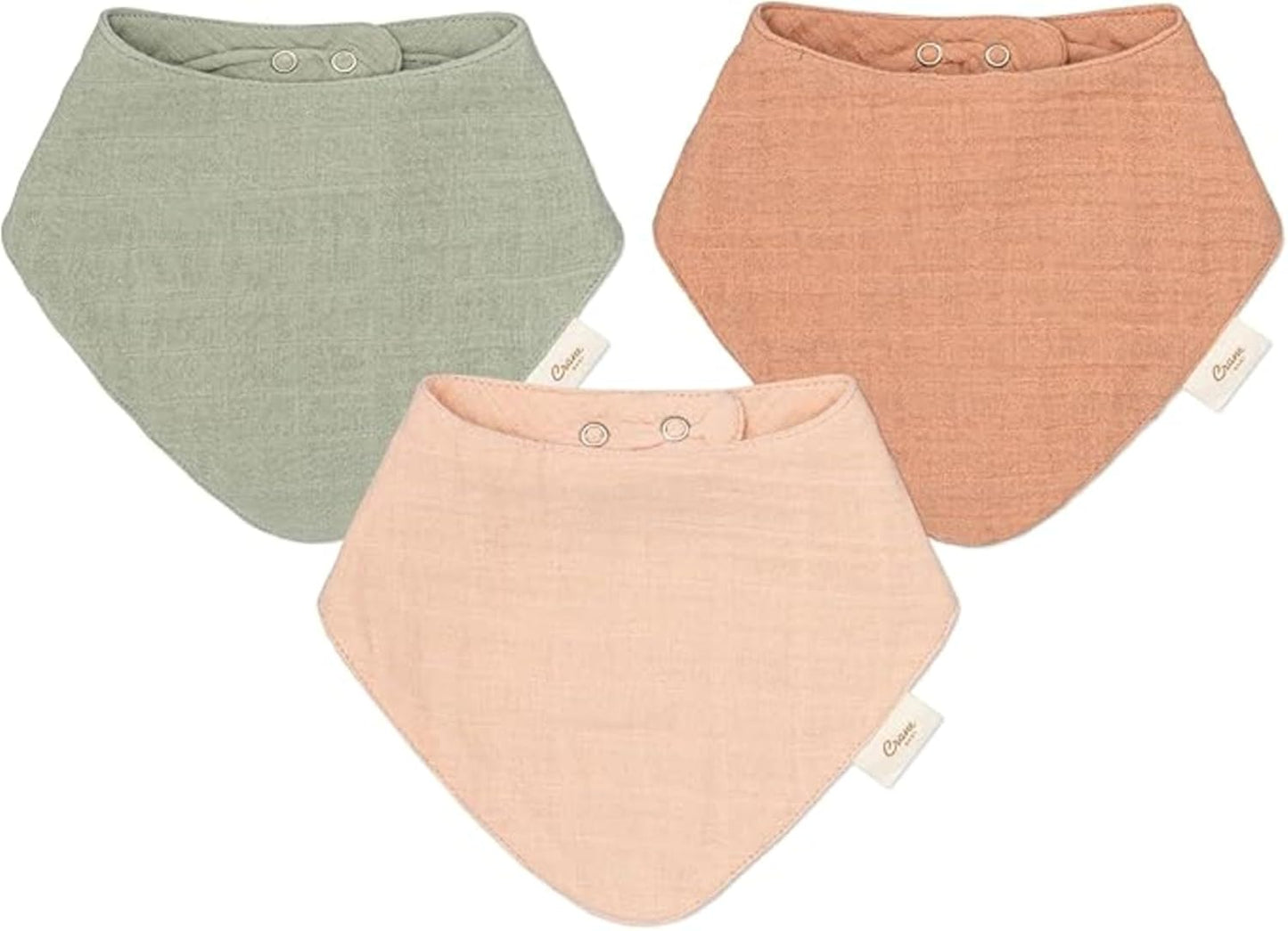 Crane Baby Soft Muslin Baby Bib Set, Adjustable and Absorbent Bandana Style Bibs for Boys and