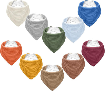 Muslin Baby Bibs,Soft Triangular Baby Bandana Drool Bibs for Baby Boy Girl,Solid Colors Bib for