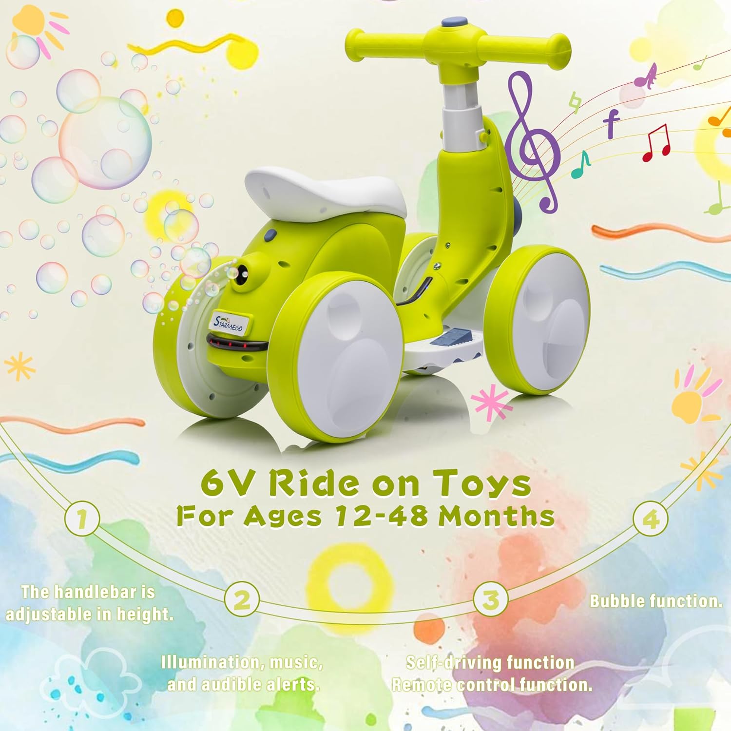 6V Electric Baby Balance Bike for 1 Year Old Boys Girls Ride on Toys 12-48 Months Toddler Balance