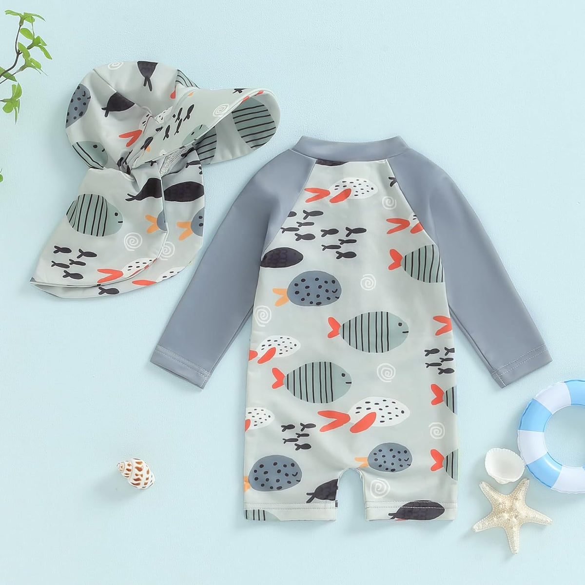 Hnyenmcko Baby/Toddler Boy Rash Guard Swimsuit Long Sleeve One Piece Zipper Swimwear Sunsuit Infant