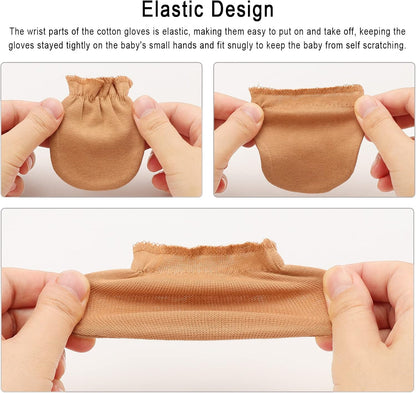 Newborn Baby Mittens No Scratch Cotton Elastic Wrist Gloves Infant Toddler Mittens for Baby Boy