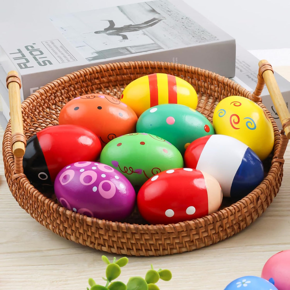 POPLAY 12PCS Wooden Percussion Musical Eggs Maracas Egg Shakers for Party Favors Classroom Prize