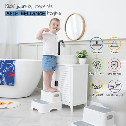 Harwaya Toddler Step Stool for Bathroom Sink 2 Pack, Kids Step Stools for Toilet Potty Training