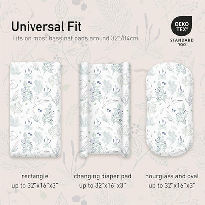 Gllquen Baby Bassinet Sheets 4 Pack, Breathable Cozy Fitted Mattress Sheet, Elastic Travel Crib