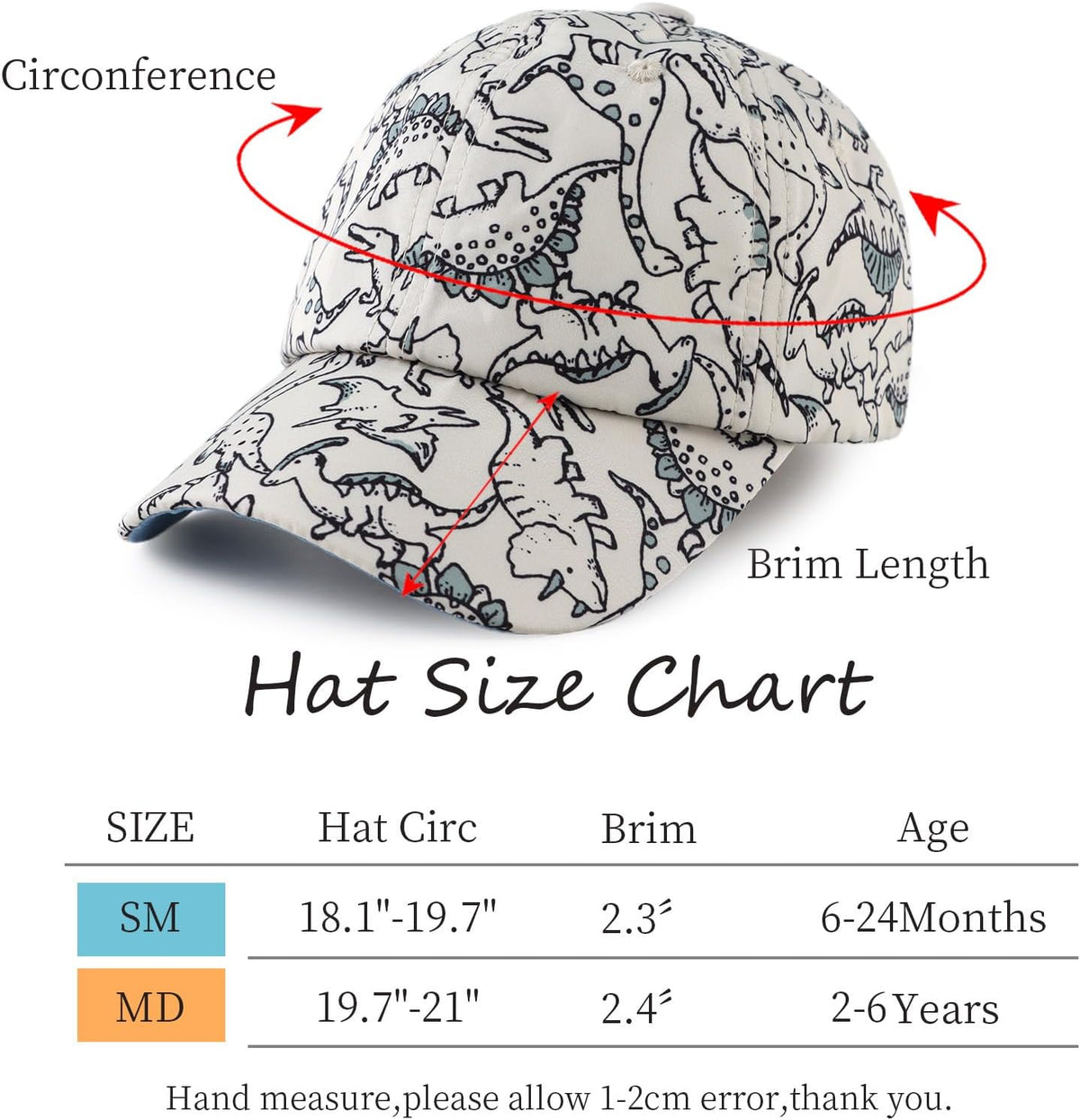 JANGANNSA Dinosaur Boys Girls Caps Embroidery Baby Baseball Caps Cotton Infant Toddler Kids Hat