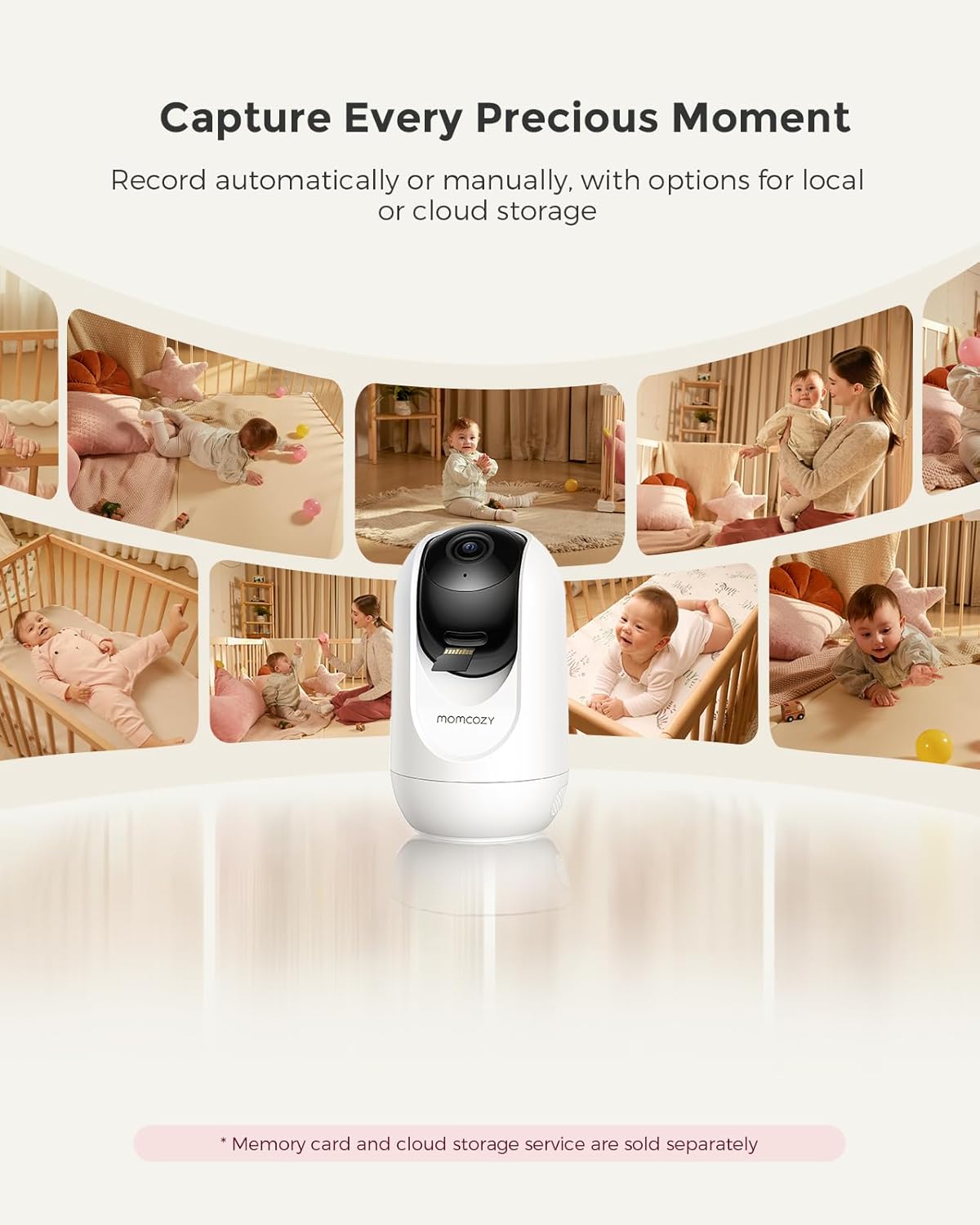 Momcozy Smart WiFi Baby Monitor with Camera and Audio, 5" 1080P Screen with Wall Mount, Motion &