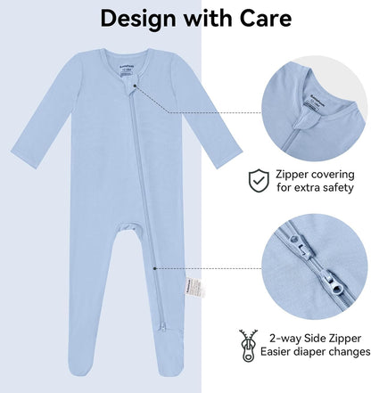 BubblePanda Rayon Made From Bamboo Baby Pajamas Baby Clothes for Boys Girls Unisex Zip-Front