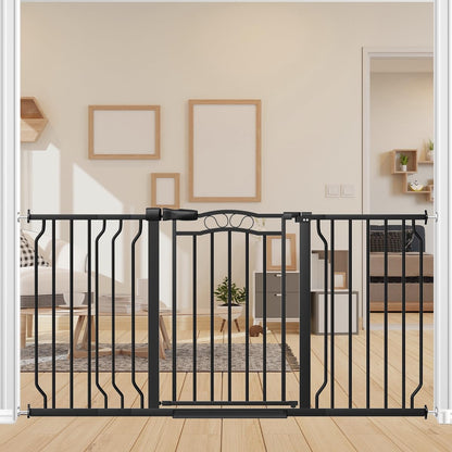 53.1-62.2" Extra Wide Baby Gate for Stairs No Drilling, 30" Tall Auto Close Press Mounted Baby Gate