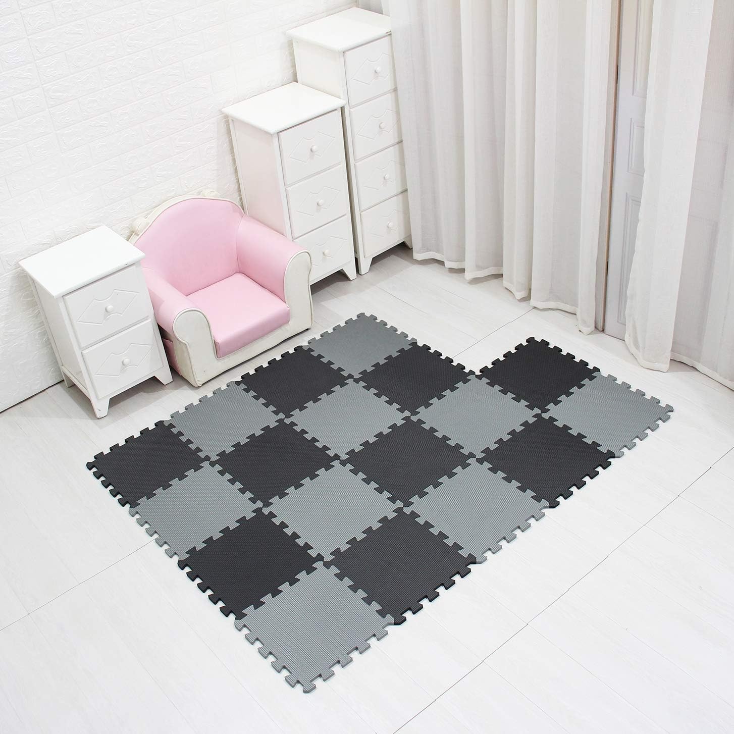 MQIAOHAM® 18 Pieces Puzzle Play Mats, Soft Baby Play Mat, Kids Interlocking Foam Floor Tiles