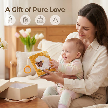 let's make Montessori Baby Books Toys, Touch Feel Cloth Crinkle Books for Babies, Sensory Book for