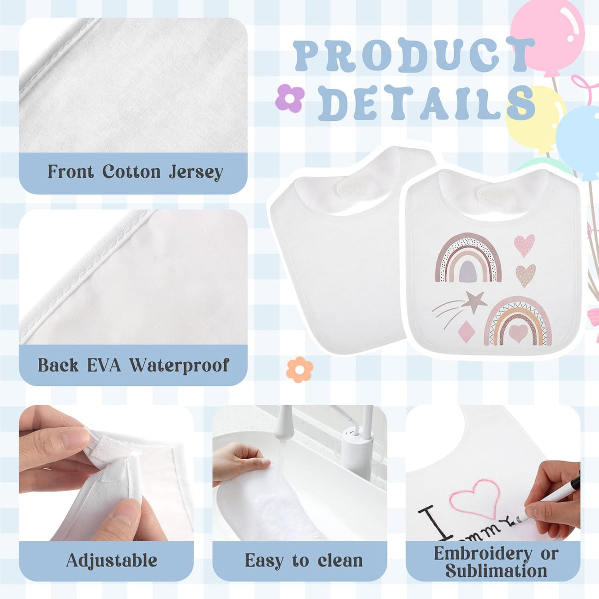 Toulite 100 Pcs White Bibs for Baby Washable Reusable Waterproof Cotton Feeder Bibs with Double