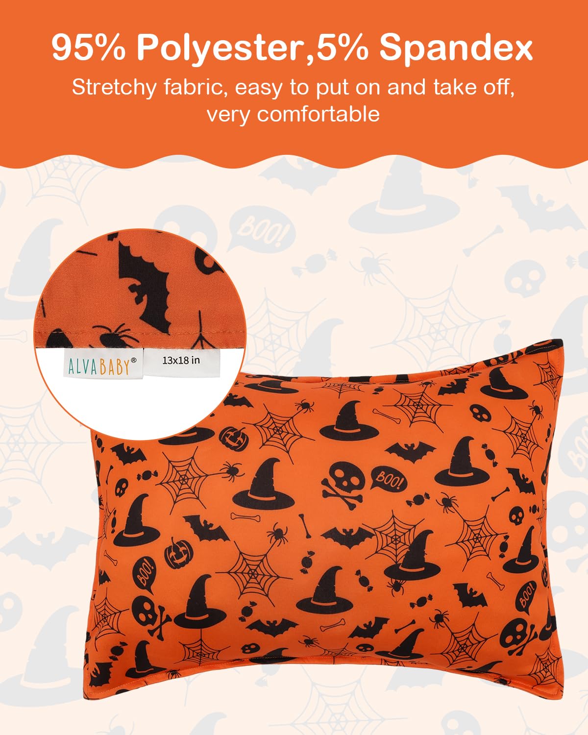 ALVABABY Toddler Pillowcases Stretchy Soft Kids Pillow Cover 2 Pack Fit 13"x 18" or 12"x16"
