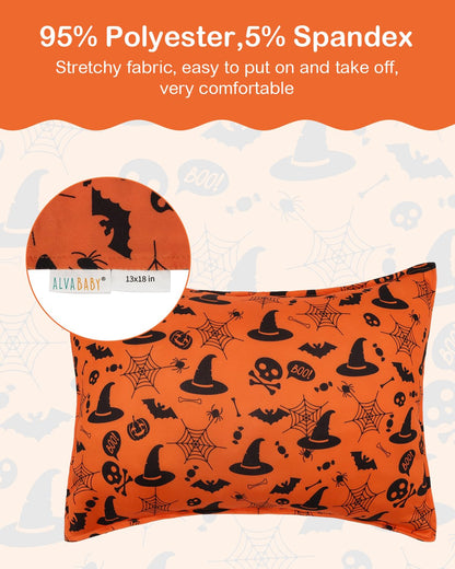 ALVABABY Toddler Pillowcases Stretchy Soft Kids Pillow Cover 2 Pack Fit 13"x 18" or 12"x16"