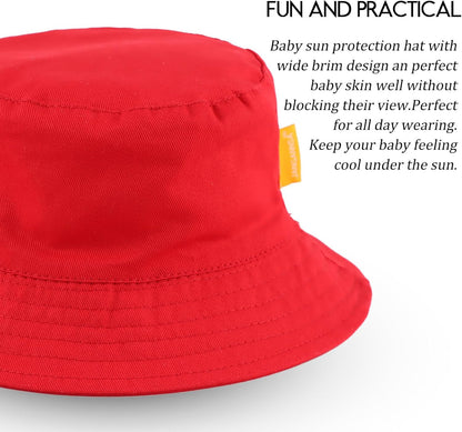 JANGANNSA Cotton Baby Sun Hat Infant Toddler Boys Girls Bucket Hats Summer Sun Protection Kids