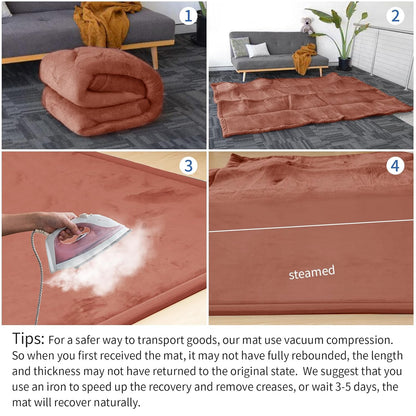 Baby Play Mat for Floor,1.3" Thick Memory foam Tummy Time Mat,Water Repellent Soft Coral Velvet