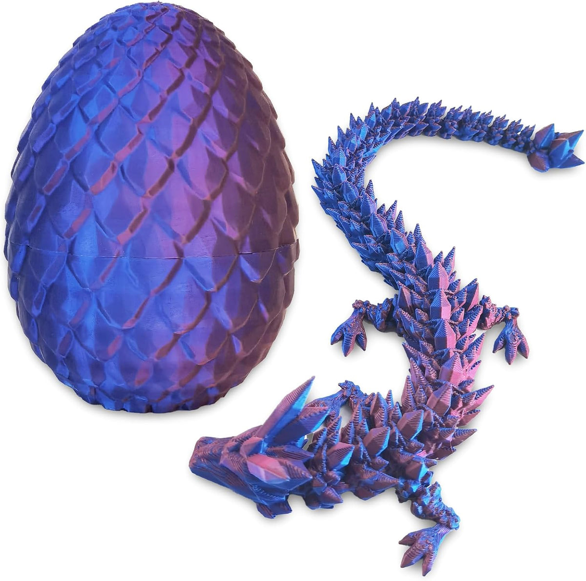 Dragon Egg, Easter Egg with Pet Dragon, 3D Printed Dragon, Crystal Dragon Fidget Toy, Articulated