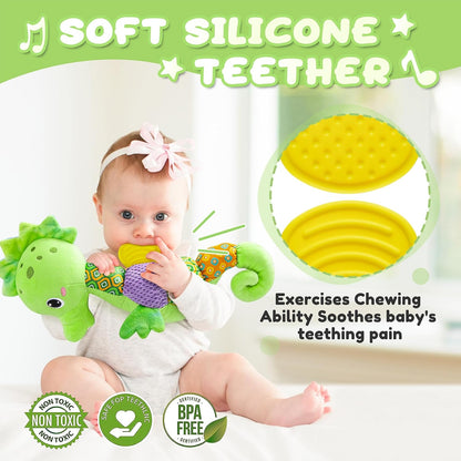 Baby Toys 0 to 12 Months, Musical Stuffed Animal Activity Soft Toys with Multi-Sensory Crinkle