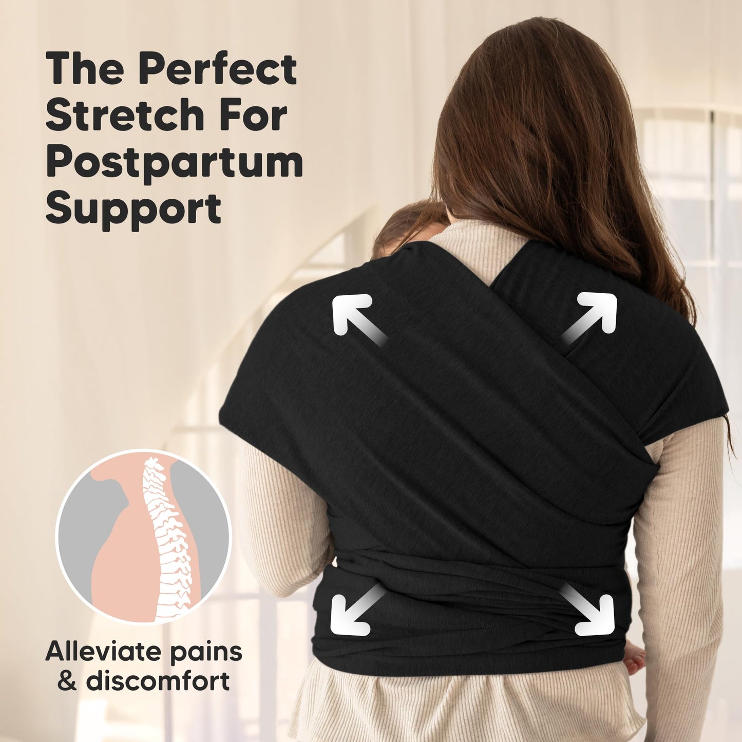 KeaBabies Baby Wrap Carrier, All in 1 Original Baby Carrier (Trendy Black)