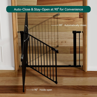 BABELIO Baby Gate for Doorways and Stairs, 41-46" Pet Gate with Wide Walk Thru Door and Lock
