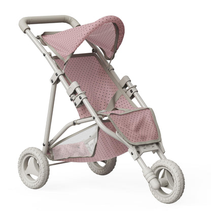 Olivia's Little World Doll Jogging-Style Stroller with Canopy, Storage Underneath, Pink and Cream