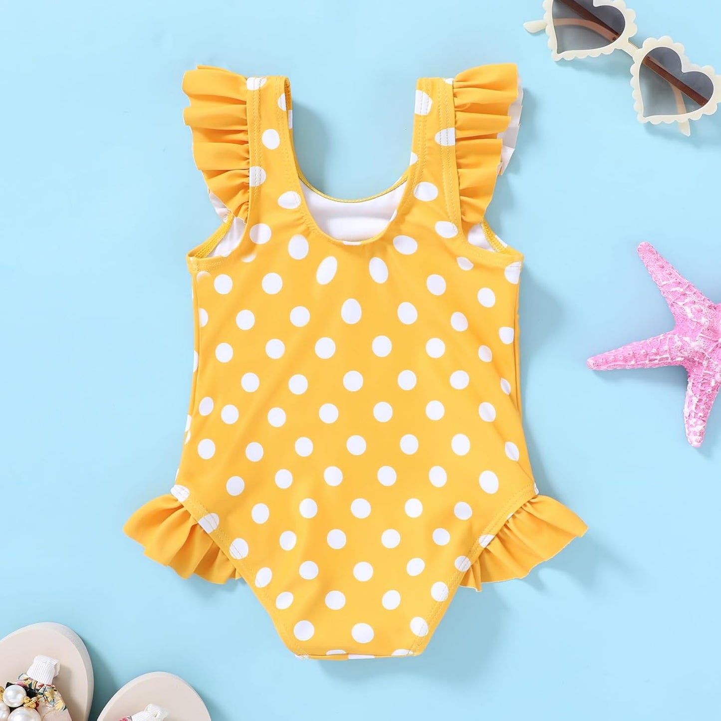 Tiny Cutey Toddler Girl Swimsuit Ruffled Stripe Sleeveless Swimwear One-Piece Baby Girl Bathing
