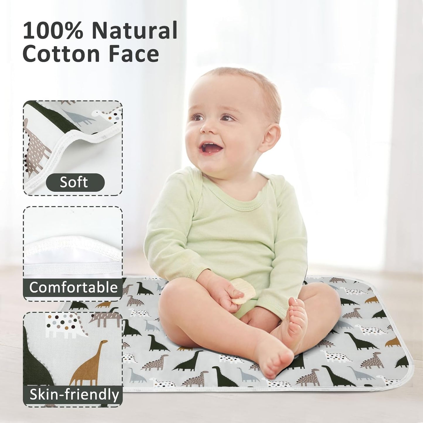 Baby Diaper Changing Pad, 21 5/8" x 31.5" Waterproof Changing Pad Liners - Reusable Soft and