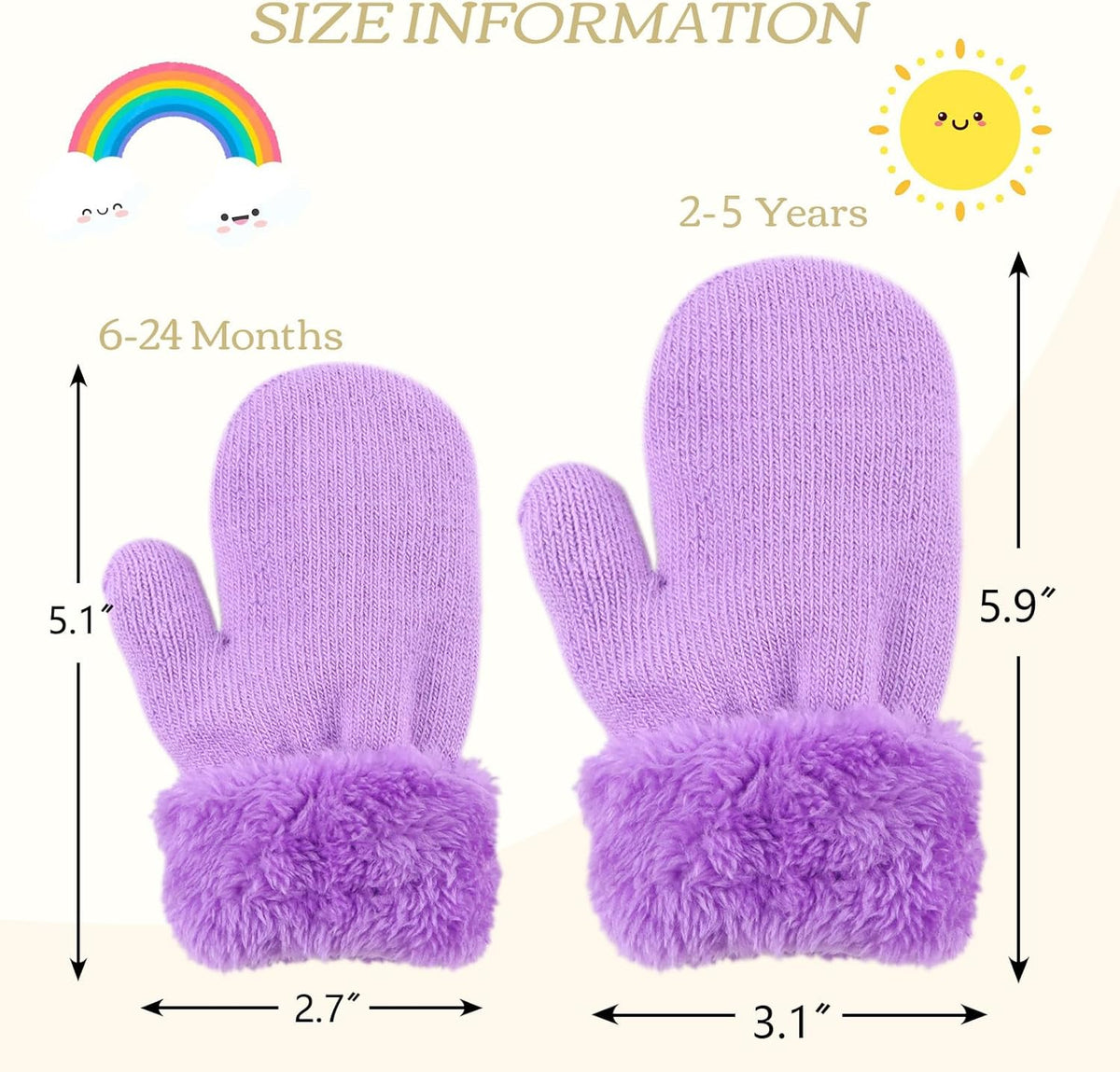 PESAAT Baby Girl Mittens Fleece Toddler Boy Mittens Warm Kids Winter Gloves Unisex Cold Weather