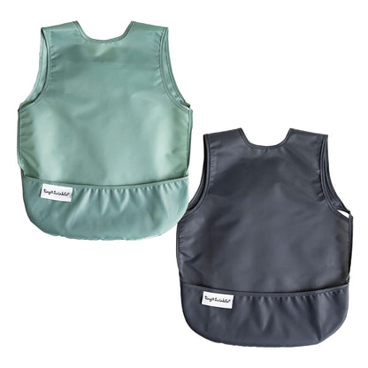 Tiny Twinkle Mess Proof Apron Bibs - 2 Pack Waterproof & Lightweight Baby Bibs for Led Weaning |
