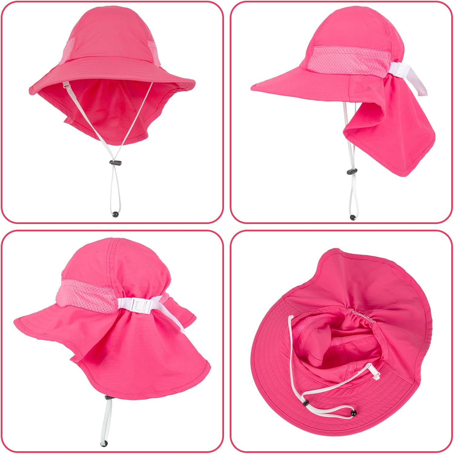 Toddler Baby Sun Hat Kids Summer UPF 50+ for Boys Girls Adjustable Beach Hats with Bucket Wide Brim