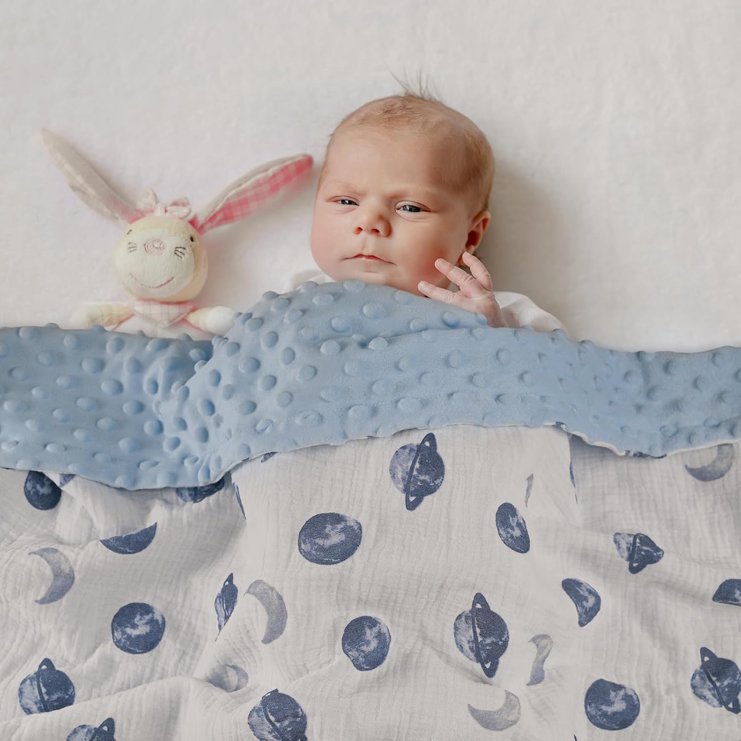 GLLQUEN BABY Blankets for Unisex Boys Girls, 2-Pack Muslin Cotton Front Soft and Breathable, and