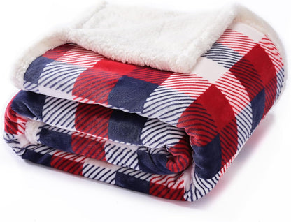 Touchat Sherpa Plaid Twin Blanket 60" X 70", Fuzzy Fluffy Soft Cozy Throw Blanket, Twin Size Plush