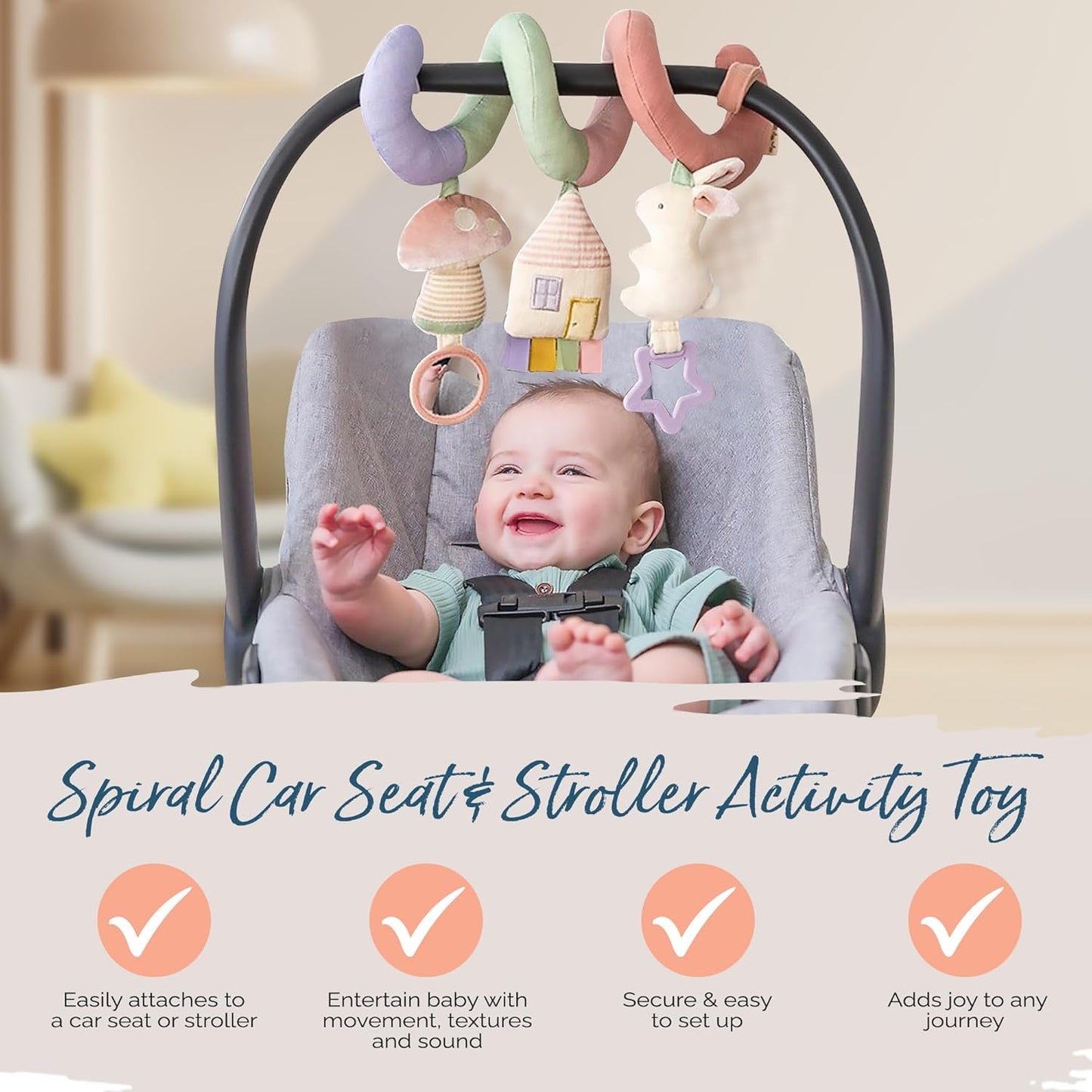 Itzy Ritzy Spiral Car Seat & Stroller Activity Toy - Stroller & Car Seat Toys for Ages 0 Months and
