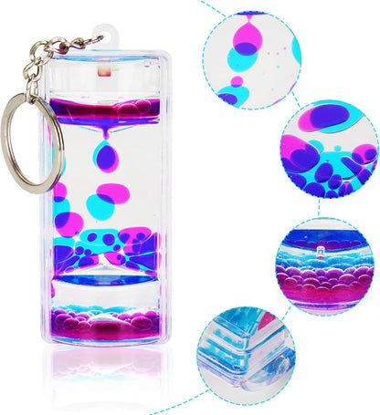 Liquid Motion Bubbler Key Chain Pack of 8 Great Desktop Colorful Hourglass Liquid Bubbler Small