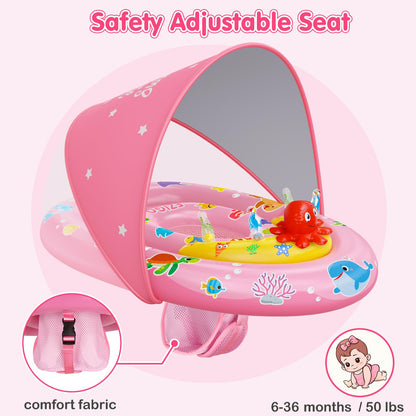 EZIGO Baby Pool Float with UPF50+ Canopy, Infant Swim Floats 6-36 Months