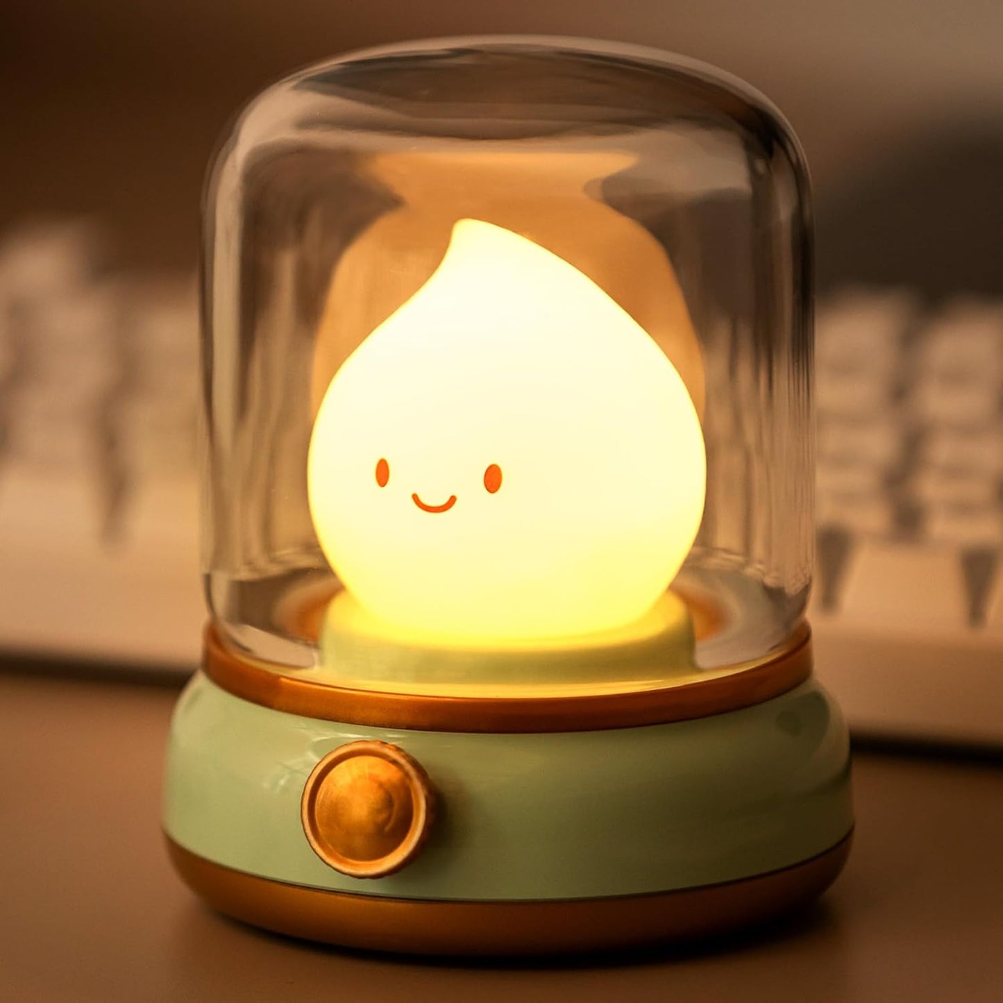 Smiley Night Light for Baby Nursery, Rechargeable Stepless Dimming Small Night Stand Lamps, Cute