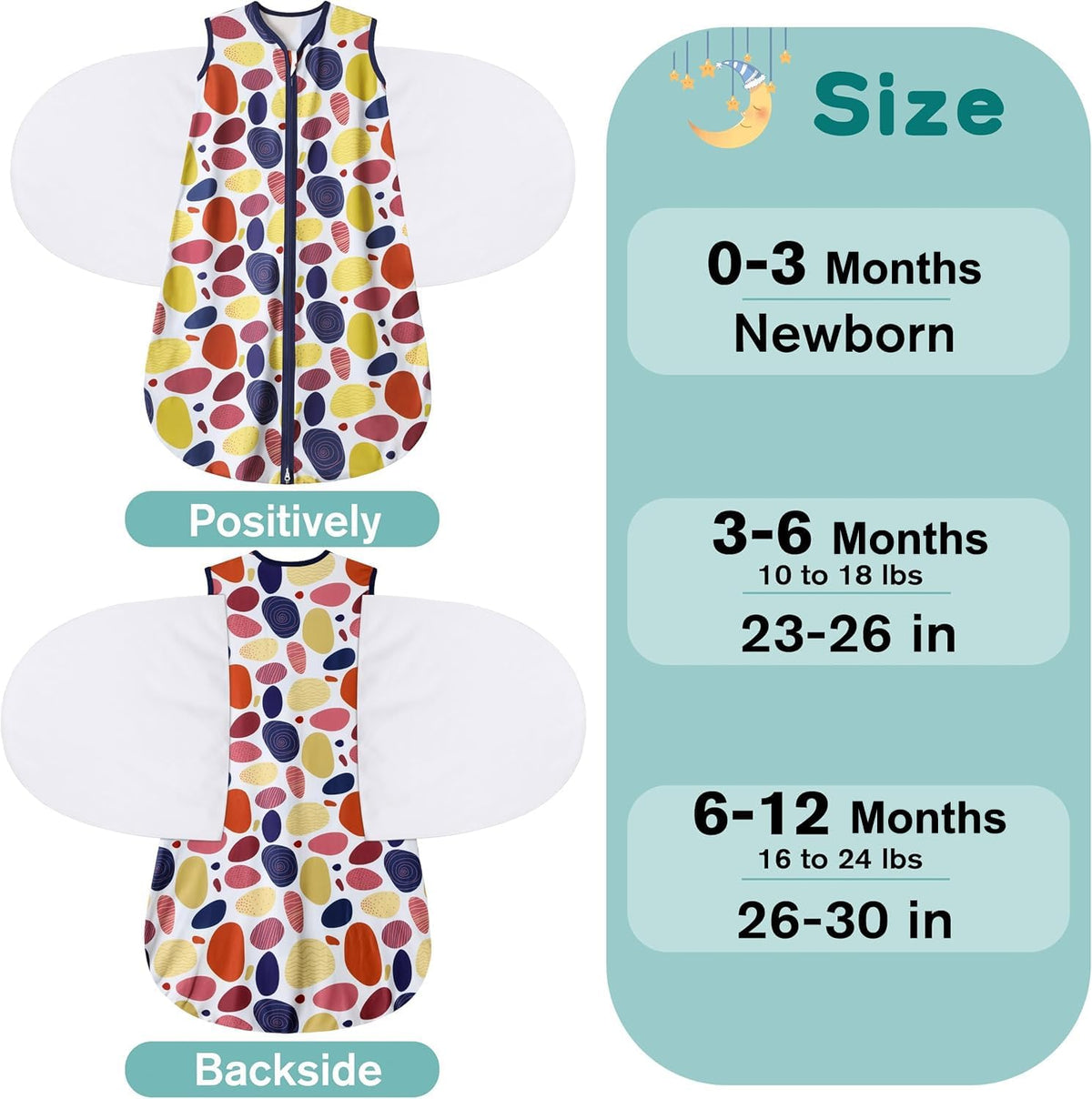 Newborn Sleep Sack Baby Swaddle,3-Way Adjustable Wearable Blanket,100% Rayon Cotton Swaddling