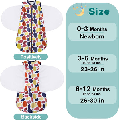 Newborn Sleep Sack Baby Swaddle,3-Way Adjustable Wearable Blanket,100% Rayon Cotton Swaddling