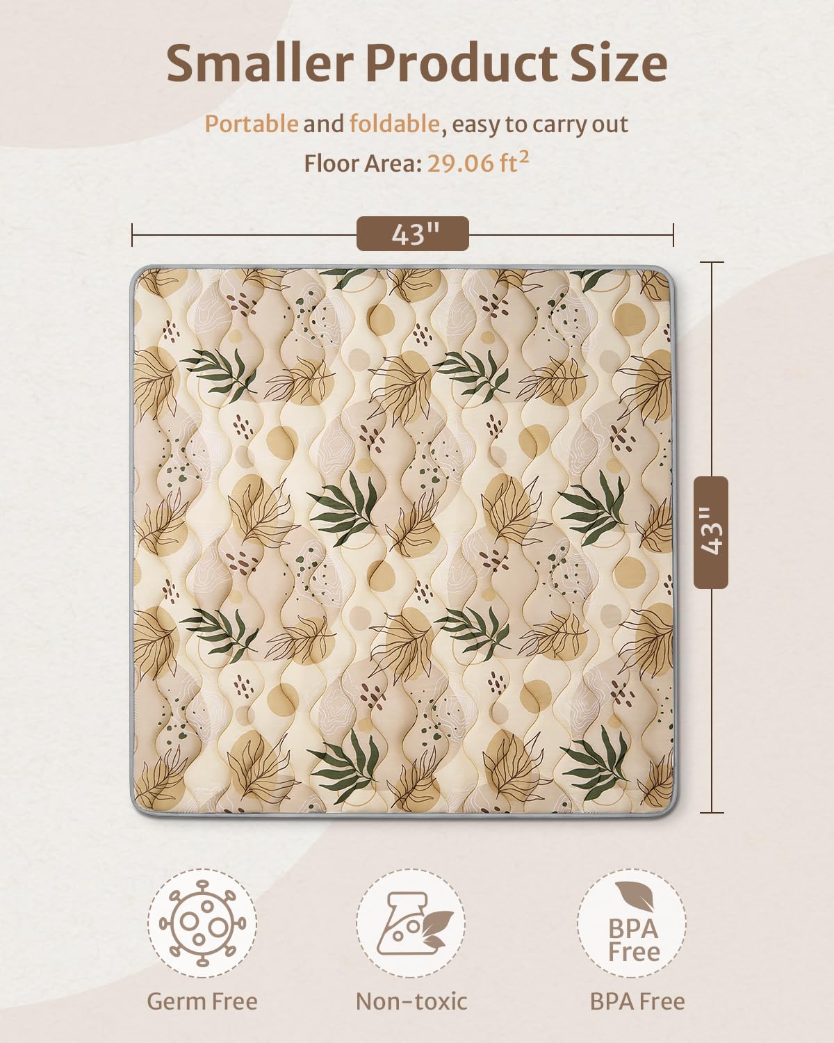 Blissful Diary Portable Baby Play Mats for Floor, Thicken Cushioned Foldable Baby Crawling Mat for
