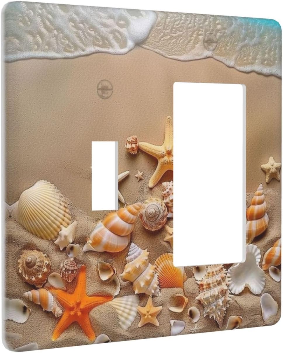 Decorative Outlet Covers Beachy Sea Ocean Seashell Starfish 2 Gang 1 Gang Wall Plate Cover Single