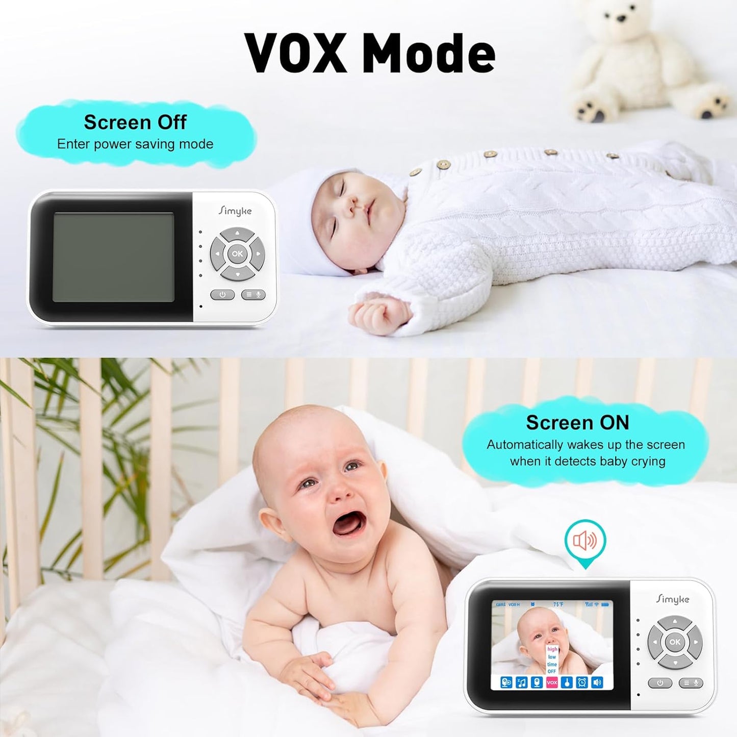Upgrade Video Baby Monitor,WiFi Baby Camera,2.8" Display and App Control,1200ft Long Range,2 Way