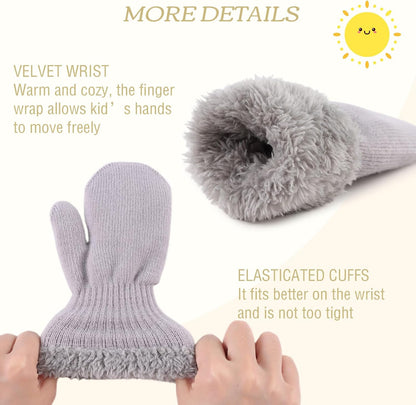 PESAAT Baby Girl Mittens Fleece Toddler Boy Mittens Warm Kids Winter Gloves Unisex Cold Weather