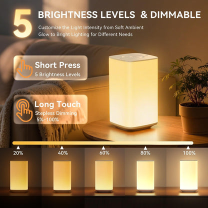Nursery Night Light for Baby, Portable Night Lamp with LED Stepless Dimming & 256 RGB Colors for