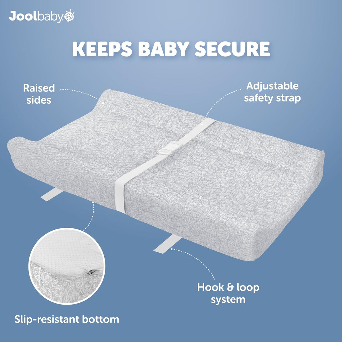 Jool Baby Soft Changing Pad + Washable Cover, Non-Slip - Fits Standard Changing Tables & Dressers
