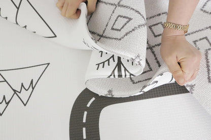 Baby Care Play Mat (Medium, Nordic Trails - Tribal) 73’’ x 49’’ Original One-Piece Reversible