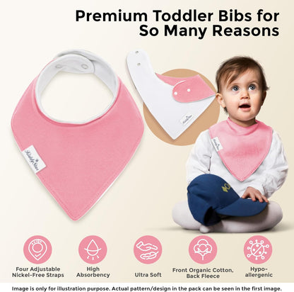 Organic Cotton Baby Bibs – Soft Teething & Drool Bib for Newborns & Toddlers – Hypoallergenic