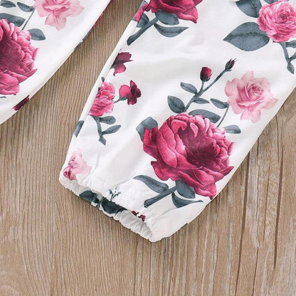 Newborn Baby Girl Clothes, Infant Girl Outfits Long Sleeve Ruffle Romper + Floral Pants + Headband