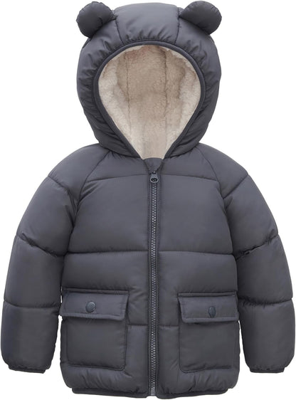 Rokka&Rolla Baby Boys' Water-Resistant Sherpa Fleece Lined Puffer Jacket Winter Coat for Newborn