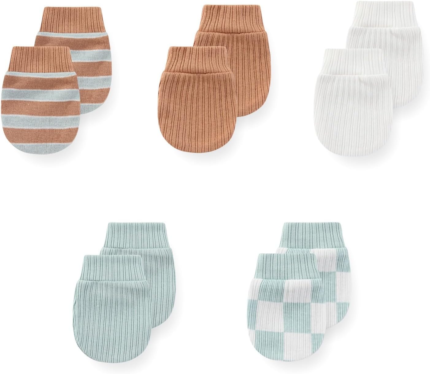 5 Pack Unisex New Born Boy Girls No Scratch Mittens Cotton Soft Baby Gloves Accessory 0-3 Months