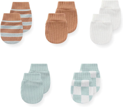 5 Pack Unisex New Born Boy Girls No Scratch Mittens Cotton Soft Baby Gloves Accessory 0-3 Months