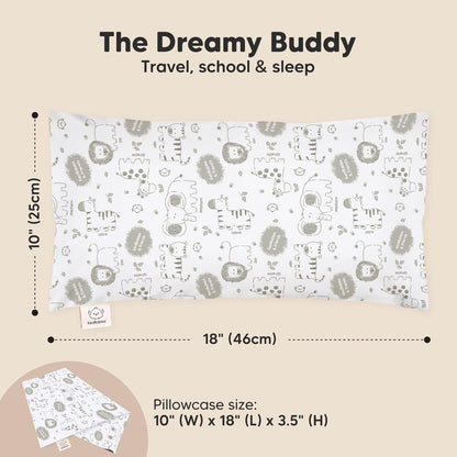 Toddler Pillow with Pillowcase - 10x18 My Little Dreamy Kids Travel Bed Pillows for Sleeping